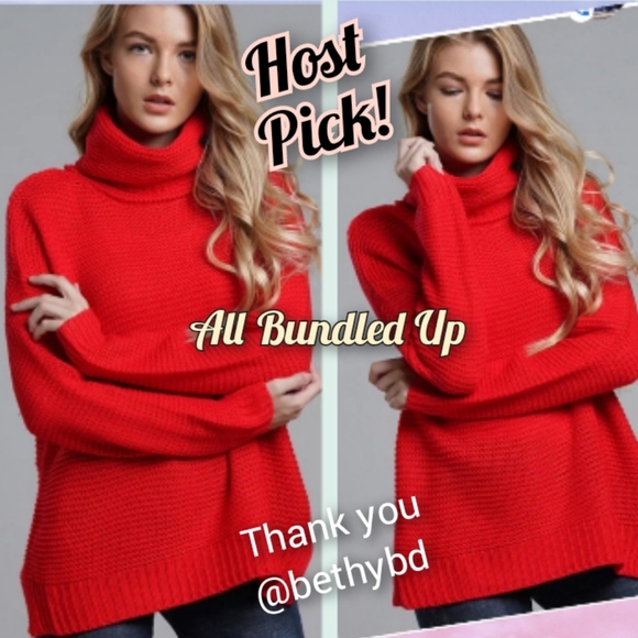 Boutique Sweaters - "Host Pick" New Warm Comfy Ribbed Red Winter Fall Turtleneck Sweater